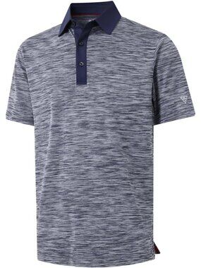 Men Navy Heather Dry Fit Heather Pique Polo Shirt Moisture Wicking Casual